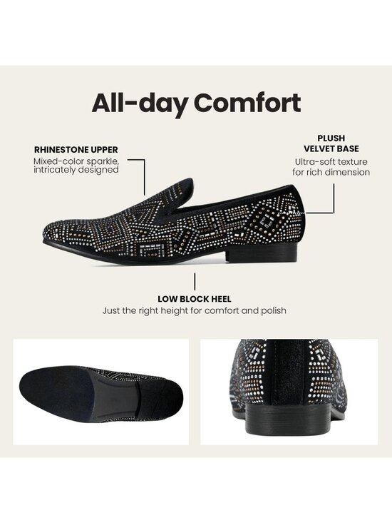 Amali Men\'s Black Velvet Tuxedo Loafers Slip On Formal Wedding Dress Shoes main image 4